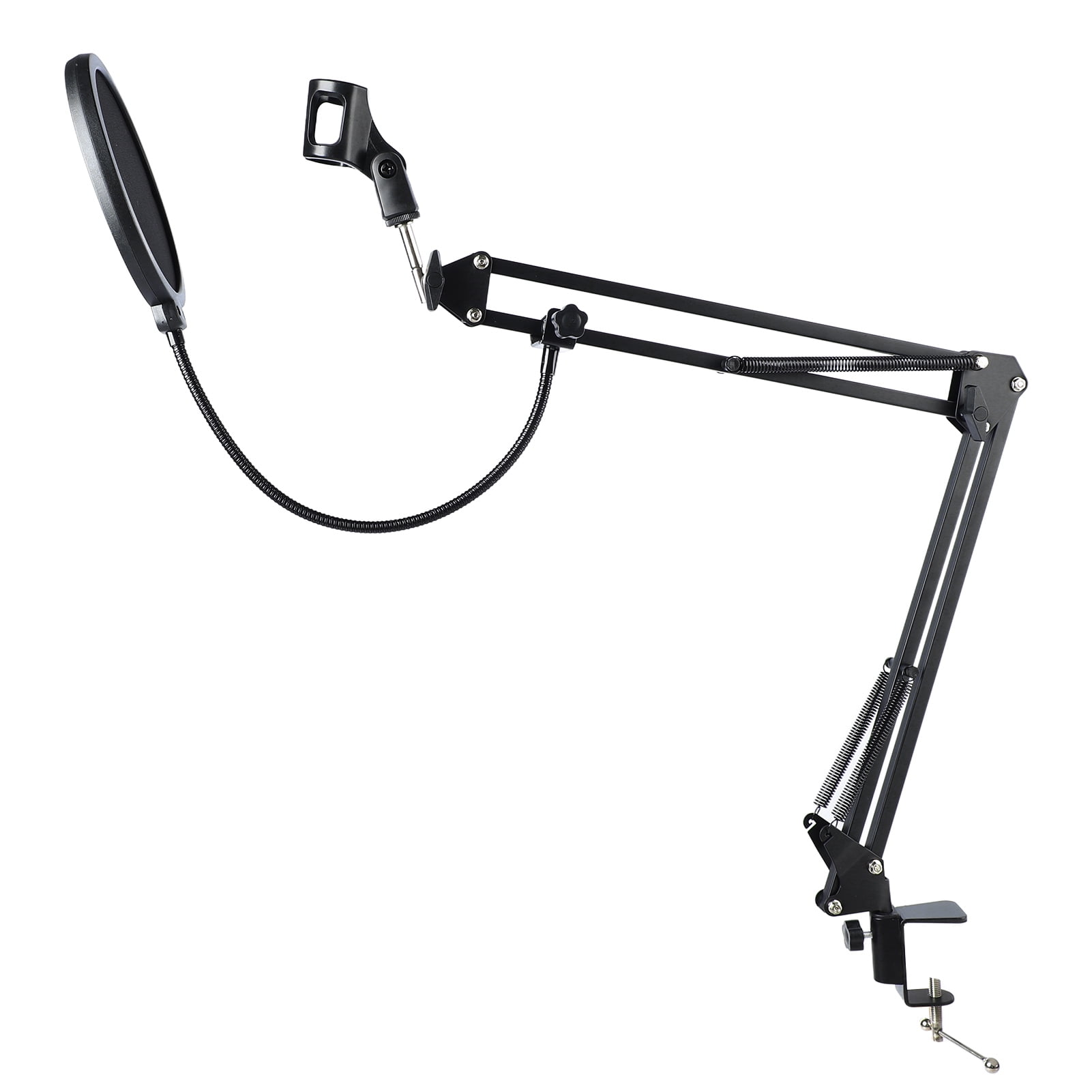 NFTIGB Adjustable Microphone Boom Arm Stand Set, Heavy Duty Suspension Scissor Mic Stand with Anti-Spray Net and Iron Base