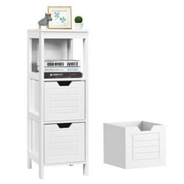 Giantex Bathroom Floor Cabinet, Multifunctional Free-Standing Storage Cabinet w/2 Removable Drawers, Side Storage Organizer w/Anti-toppling Device, Ideal for Entryway/Bathroom/Bedroom (White)