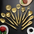 thumbnail image 4 of 304 Stainless Steel Matte Kitchen Utensils Set, 11 Pcs Long Metal Cooking Utensils Set, Gold Cooking Utensils Set, Dishwasher Safe, 4 of 13