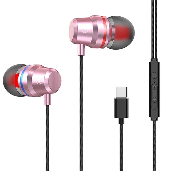 Type-C Wired Headphones In-Ear Microphone Stereo Bass for Phone PC Laptop and Sports