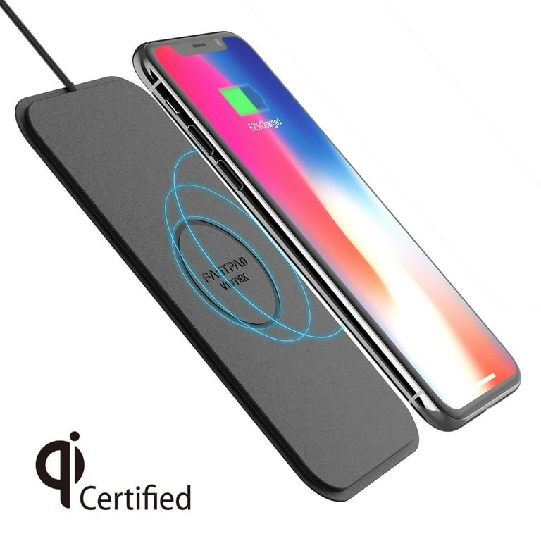 FASTPAD Qi Wireless Charger Ultra-Slim PU Leather Charging Pad