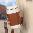 thumbnail image 5 of Porte-gobelet Portable en Cuir Pu, Manchon de Tasse en Cuir Pu avec Sangles d'Épaule, Manchon de Café Réutilisable en Cuir, 5 of 5