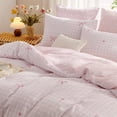 thumbnail image 2 of 2 Pieces Pink Plaid Bow Ties Comforter Bedding Sets Reversible Pattern Comforter Set Twin Size, 2 of 5