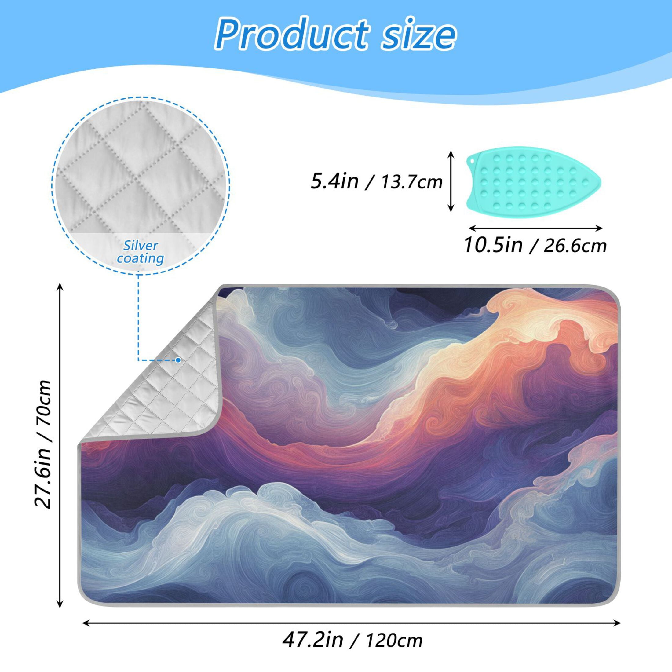 Wave and Cloud Abstraction Ironing Mat Blanket for Table Top Travel Portable Ironing Board Pad 47.2x27.6 Inch