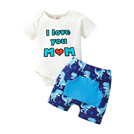 

LAPAKIDS Newborn Infant Clothes 9-12 Months Baby Boy Summer Outfits Letter Print Shirt + Shorts