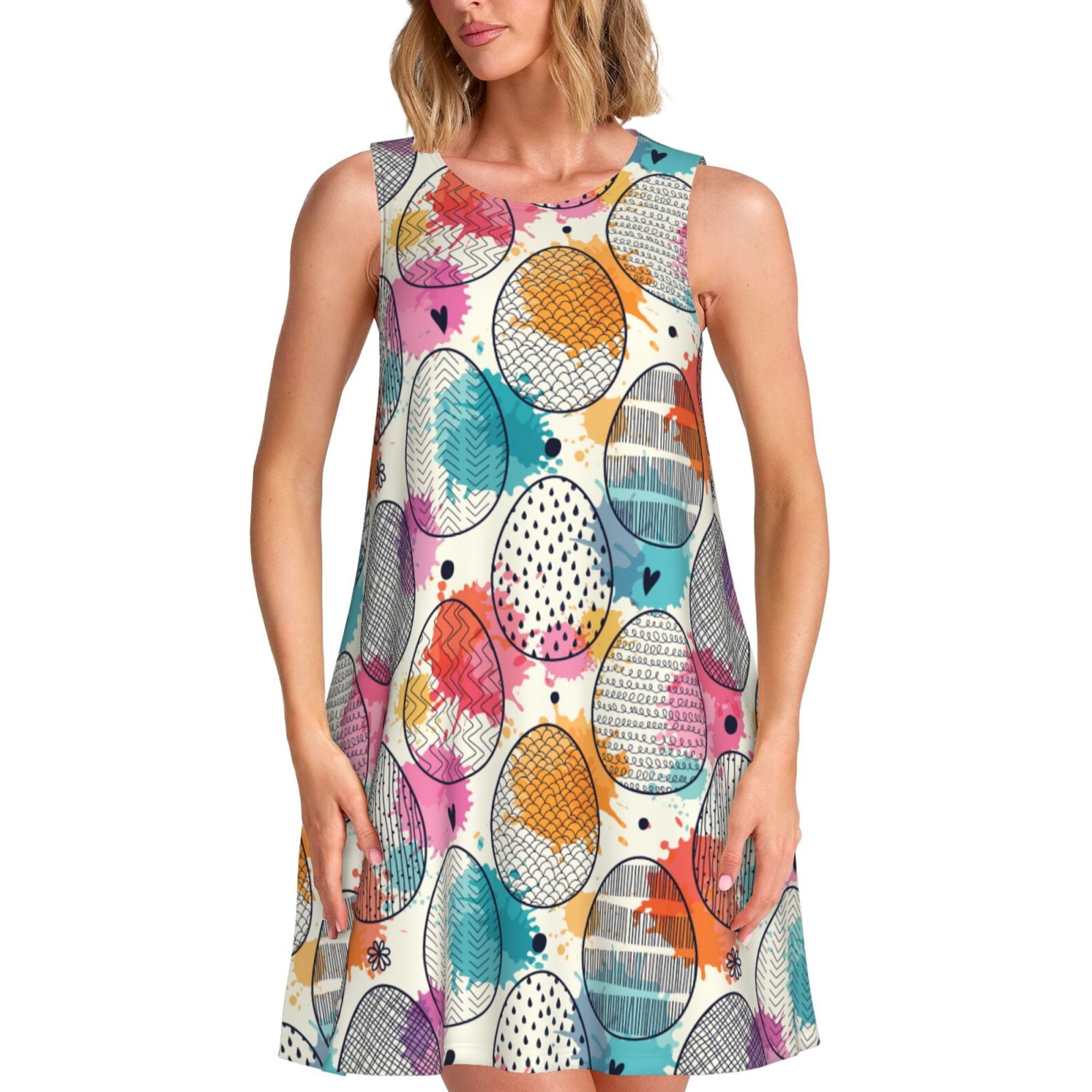 Belle Poque - Vestido De Verano Para Mujer, Estilo Clásico, Sin Mangas
