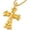 E-Metal Color: Gold, variant on Mens Large Gothic Vintage Skulls Cross Pendant Necklace of Steel, Wheat Chain