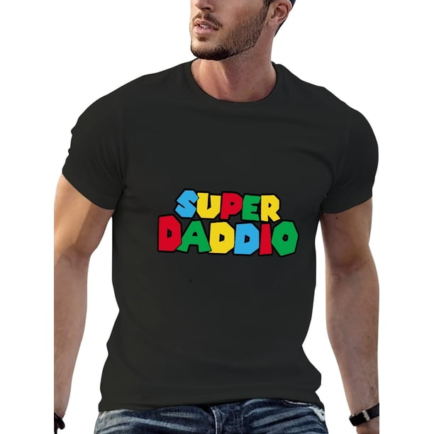 Fun colorful letter pattern Father's Day casual short sleeve top for men - black