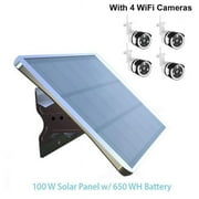 eLEDing 100W 650WH Battery and 4 Wifi Cameras High Voltage Solar Panel in Silver
