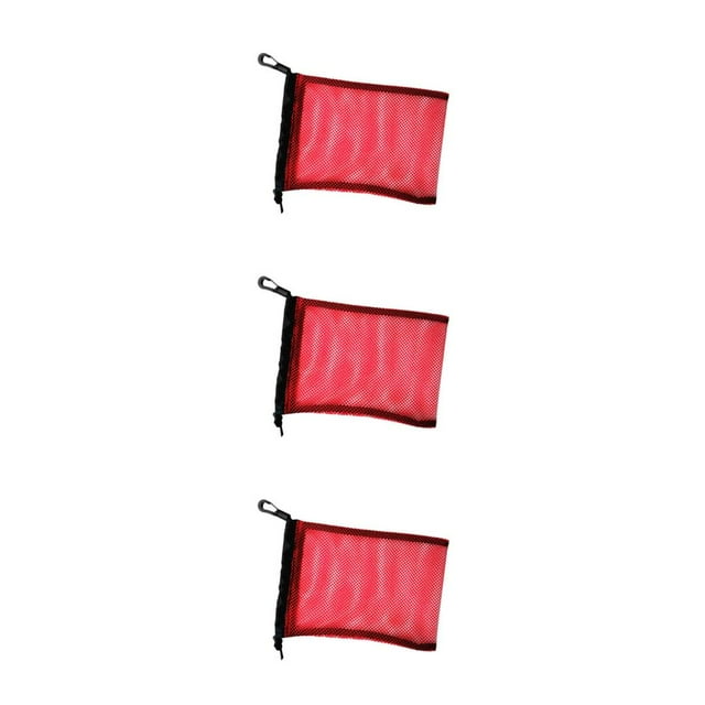 Transemion Dive Swimming Drawstring Mesh Bag Storage for Gear Diving Snorkel Red 9 Inch x 6.5 Inch 3Set