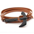 thumbnail image 5 of Nuevas pulseras de moda con hacha negra para hombre, cadena de cuero doble, paracor, 2, 5 of 5