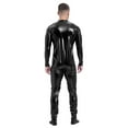 thumbnail image 2 of Alvivi Men's Shiny Metallic Full Body Unitard Bodysuit One Piece Zipper Catsuit Leotard Jumpsuit Black XXL, 2 of 3
