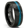 thumbnail image 1 of Mens Crushed Opal Tungsten Carbide Ring Dome Wedding Band Simulated Black Inlay 8MM, 1 of 4