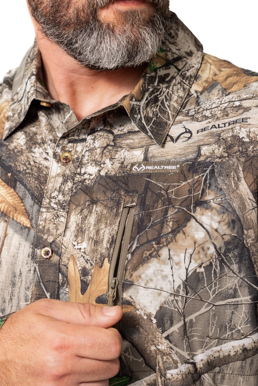 Realtree Men's Button Down Long Sleeve Shirt – EDGE Camo – Comfortable & Durable Outdoor Wear | SIZE M