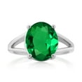 thumbnail image 2 of Gem Stone King 925 Sterling Silver Green Nano Emerald Ring for Women (4.00 Cttw, Gemstone May Birthstone, Oval 12X10MM, Available in Size 5,6,7,8,9), 2 of 4