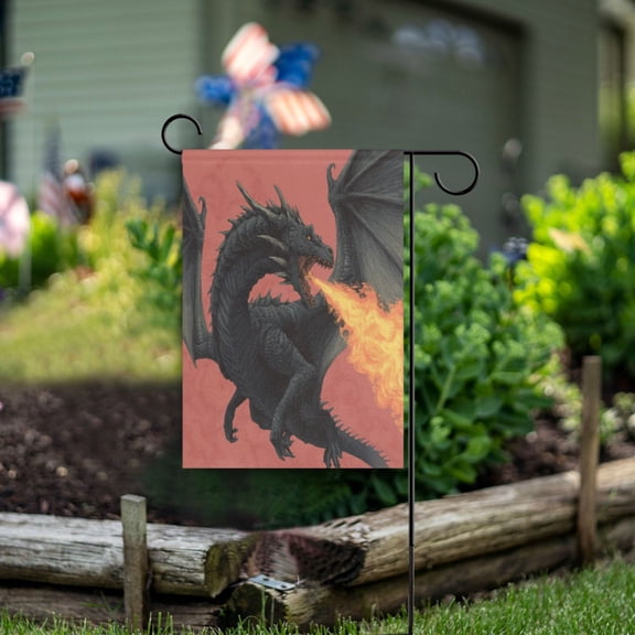 Wobogo Fire Dragon Garden Flag 12×18 Inch Double Sided For Outdoor Yard Decoration