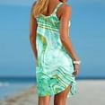 thumbnail image 4 of Summer Saving Wycnly Formal Dresses for Women Beach Boho High Waist Swing Fashion Strap Tank Mini Sundress Round Neck Sleeveless Marbled Print Summer Short Dress Green l, 4 of 6