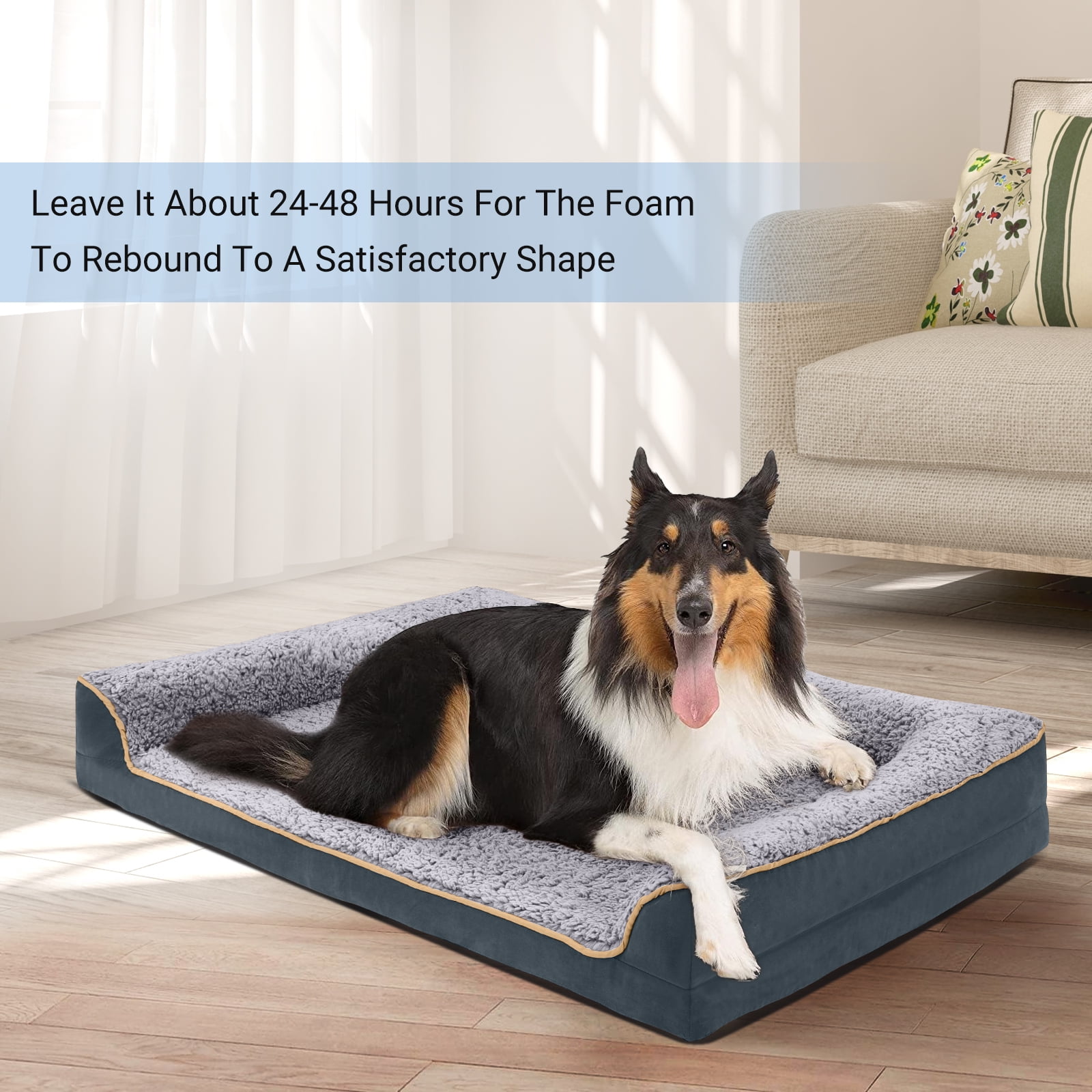 PayUSD Dog Bed for Large Medium Small Dogs Orthopedic Dog Sofa Bed Non Slip Pet Couch with Removable Washable Cover Supportive Egg Crate Foam S to XL, Dark Gray