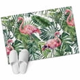thumbnail image 2 of Pink Flamingo Washable Small Entryway Area Rugs 2'x3', Country Tropical Animal Green Monstera Leaf Plant Low Pile Throw Rug Non-Slip Sturdy Edge Binding Carpet for Front Door Floor Room Entry, 2 of 9