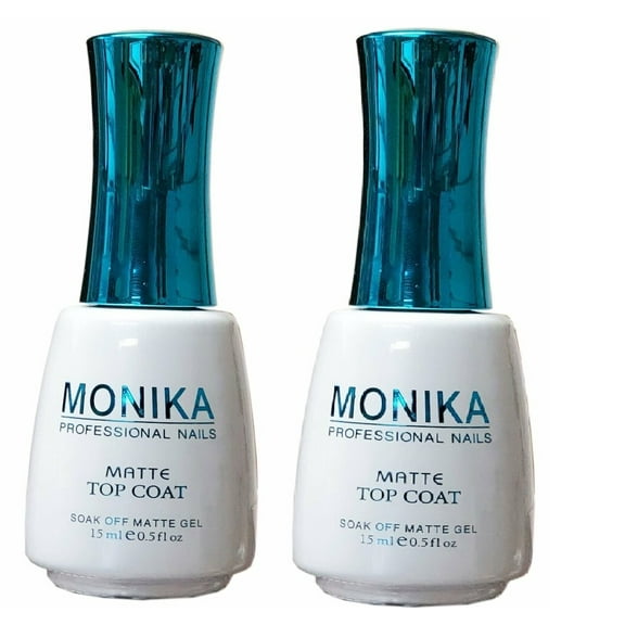 MONIKA Professional - UV/LED Soak off Gel (No-Wipe) MATTE TOP COAT - 0.5 fl.oz/15mL (Pack of 2)