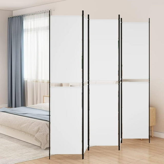 vidaXL Paravent 5 Panneaux Blanc 250x220 cm Tissu