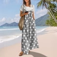 thumbnail image 2 of Women's Polka Dot Jumpsuit, Casual Wide Leg Bib Overalls with Pockets, Loose Fit Sleeveless Dot Print Summer Rompers Long Pants, 2 of 7