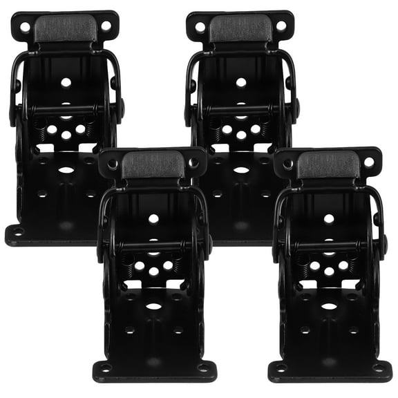 WORGEOUS  4 Pcs Table Leg Bracket Self Locking Hinge Kit Hardware Pen Counter Double-headed Tooth Black