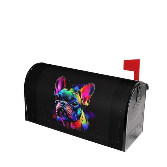 PHELIKA French Bulldog Frenchie Rainbow Dog Magnetic Mailbox Covers Post Letter Box Cover Standard Size 21"H x 18"W