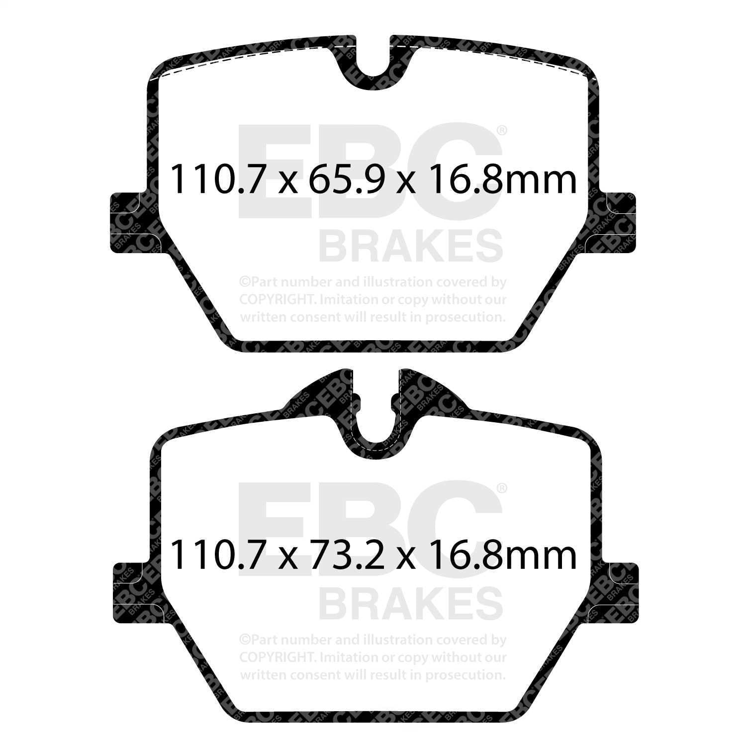 EBC Brakes DP32415C Redstuff Ceramic Low Dust Brake Pads, FMSI Pad No. D2220 Vented 345mm Dia. 64mm
