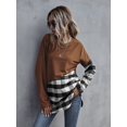 thumbnail image 2 of Soft Color Block Buffalo Checkered Print Long Sleeve Tee Top for Women, 2 of 3