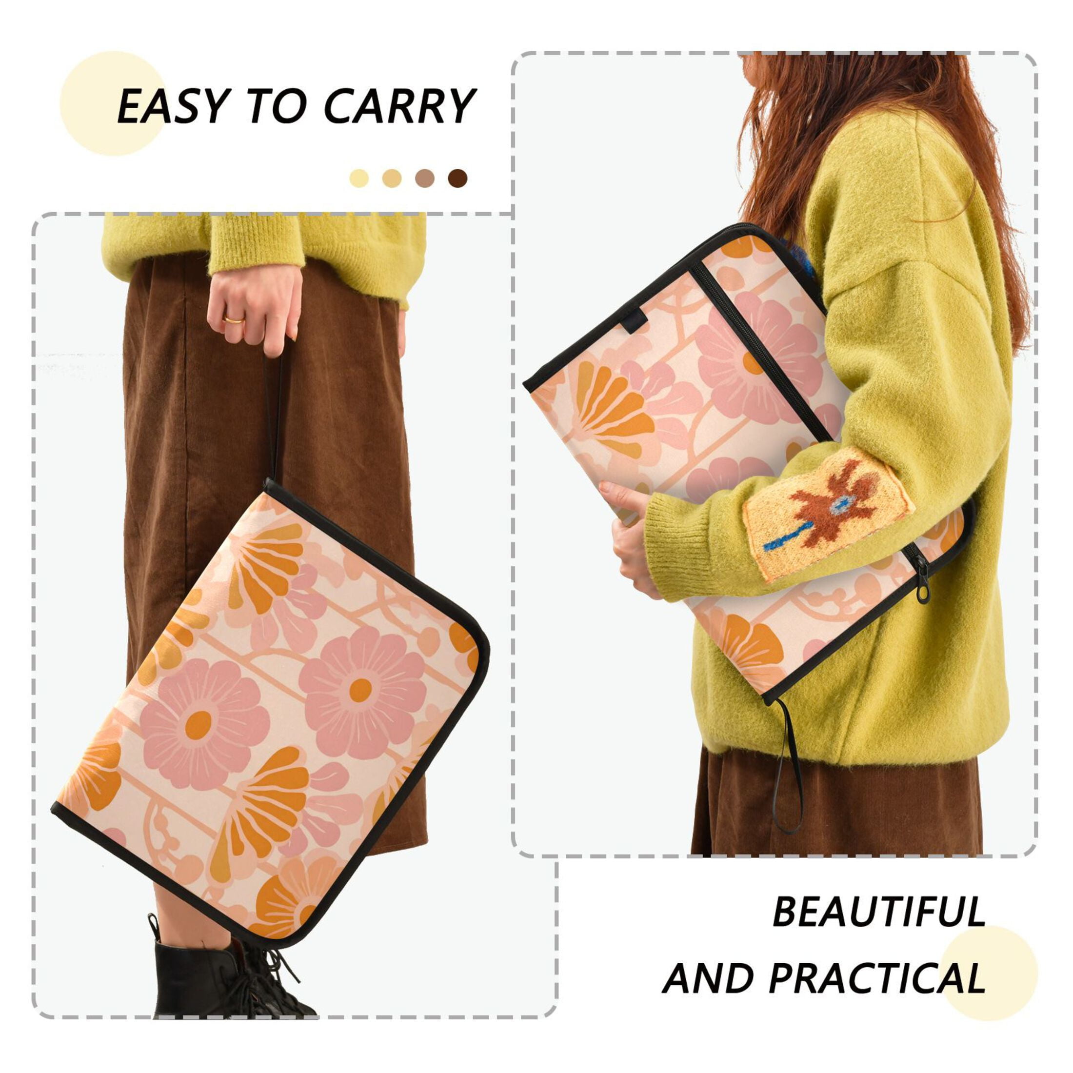 Expandable Folder with Colored Tabs, Desktop Folding Folder for Organizing Files by Category, with 13 Pockets, Suitable for Office Use Modern Wallpaper Patterns