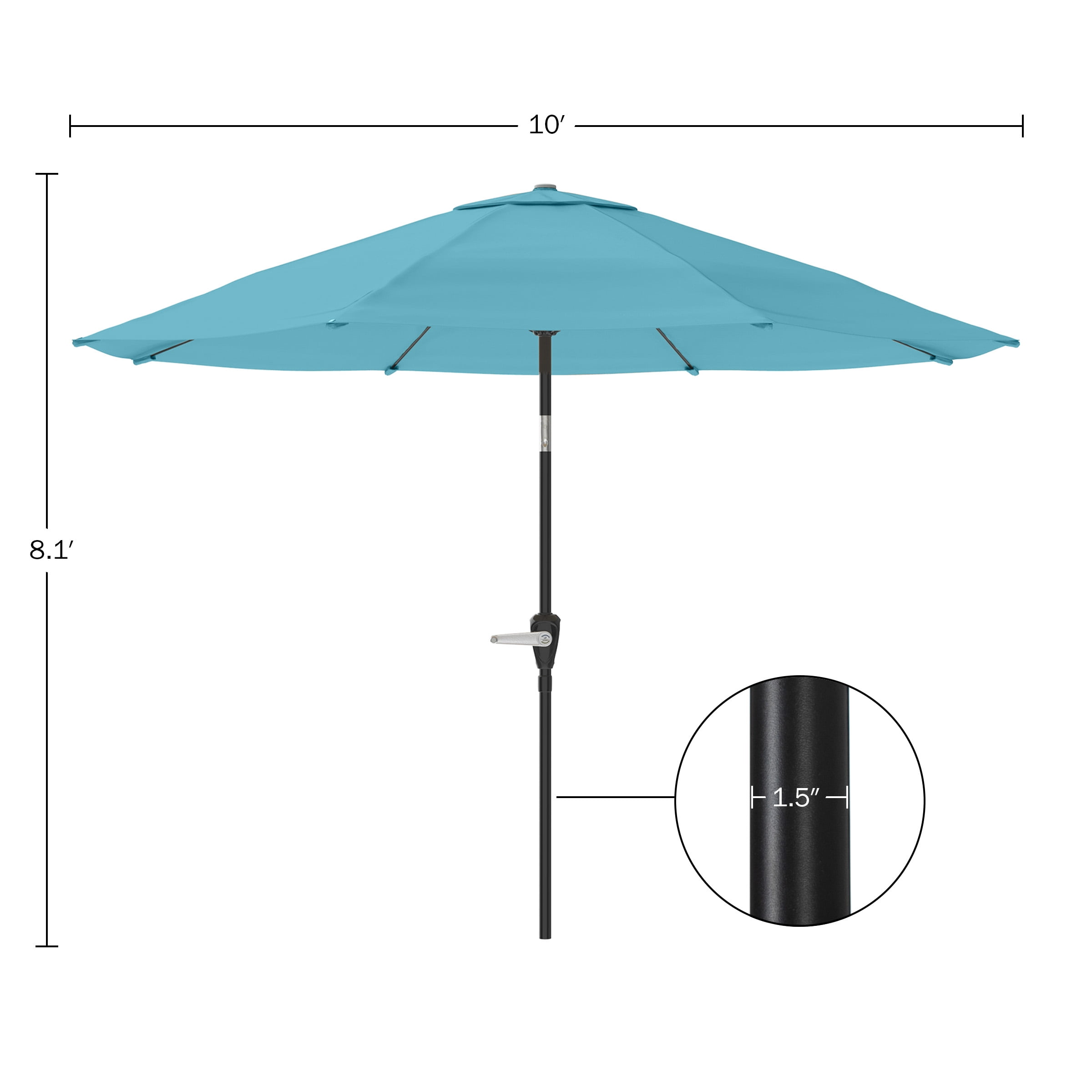 Pure Garden 10FT Patio Umbrella with Auto Tilt and Vented Canopy (Blue)