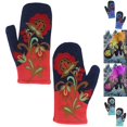thumbnail image 5 of Guantes transpirables para clima frío para mujer, guantes con bordado de flores de cachemira sintética, 5 of 5