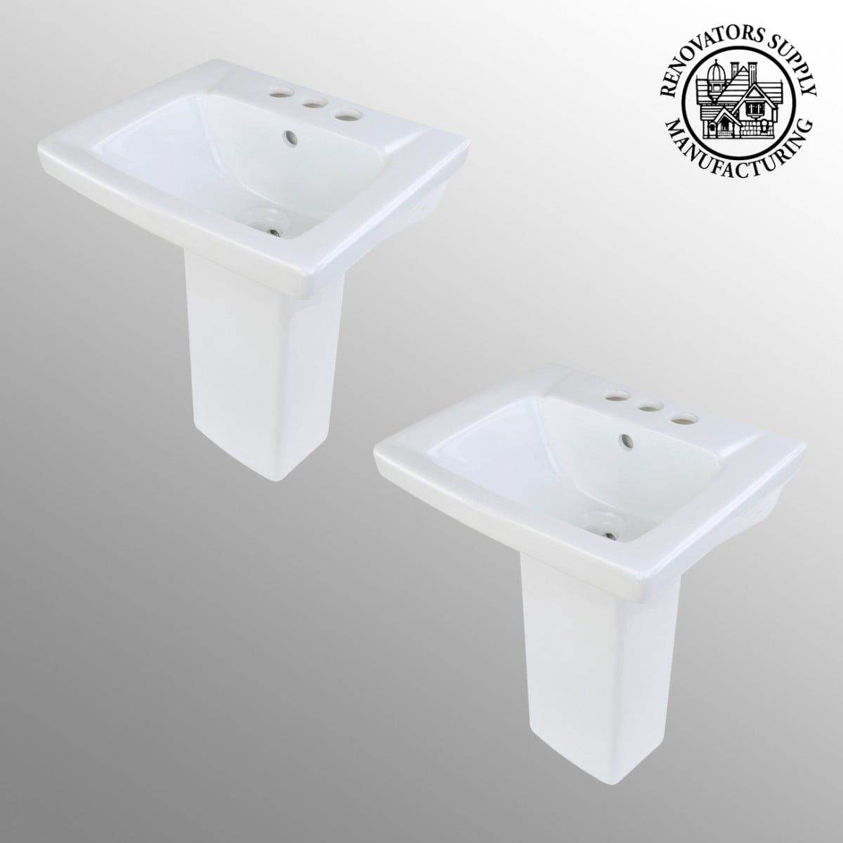 Renovators Supply WeeWash Child Size Pedestal Sinks for Kids Bathrooms 16" W White Porcelain Bathroom Pedestal Sink Pack of 2