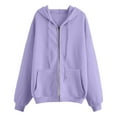 thumbnail image 3 of Wamejoo Zipper Hoodies for Women Oversized Fall Fashion 2025 Casual Winter Jackets Trendy Hooded Zip up Sweatshirt Clothes (Light Purple, S), 3 of 4