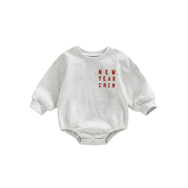 ZAXARRA Barboteuse de Noël pour Bébés Garçons Filles Imprimé Lettre Col Rond Manches Longues Chandail en Molleton Gris Automne Hiver Hauts Décontractés