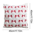 thumbnail image 4 of AYktou 18×18 Inch Christmas Pillow Cover, White and Red Christmas Bells Bow Pattern Pillow Case Soft Plushs Embroidered Pillowcase for Christmas Bedroom Sofa Living Room Decoration, 4 of 7