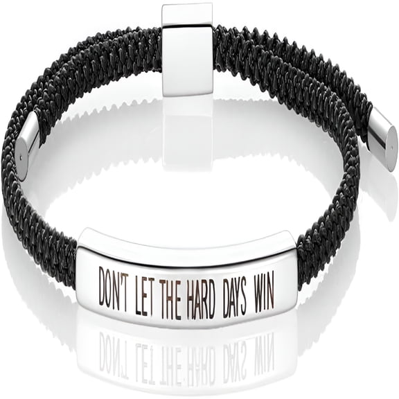 DESIGNICE Dont Let the Hard Days Win Bracelet for Women Men,Handmade Braided Adjustable Wrap Stainless Steel Inspirational Gifts Ladies Jewelry