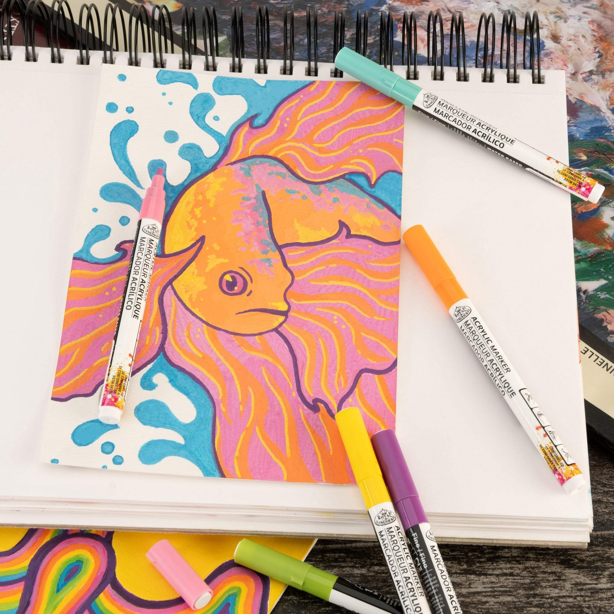 Royal & Langnickel 6 Piece Acrylic .2 mm Hue Markers - 4 Pack