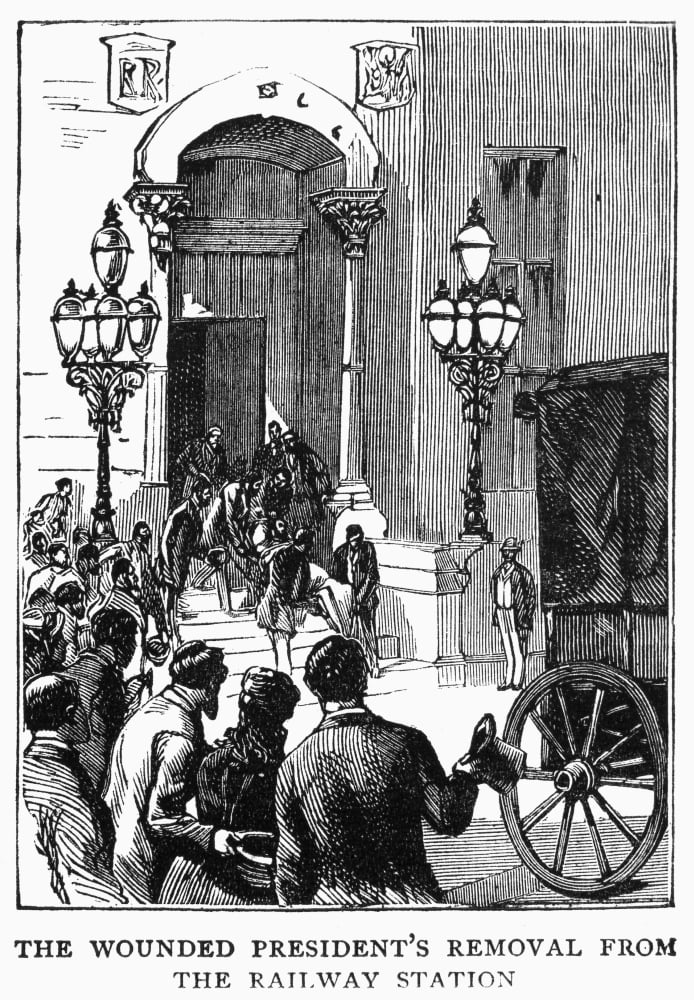 Garfield Assassination Nthe Wounded President James A Garfield Being