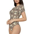 thumbnail image 2 of Naloa Raccoon Women's Short-Sleeved Onesie, One-Piece Swimsuit for Parties, dates, clubs - XX-Large, 2 of 9