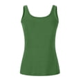 thumbnail image 4 of TARIENDY Plus Size Tank Tops for Women with Padded Lined U Neck Ribbed Basic Tanks Wide Straps Sleeveless Shirts with Built in Bra Green XXXXXL, 4 of 9