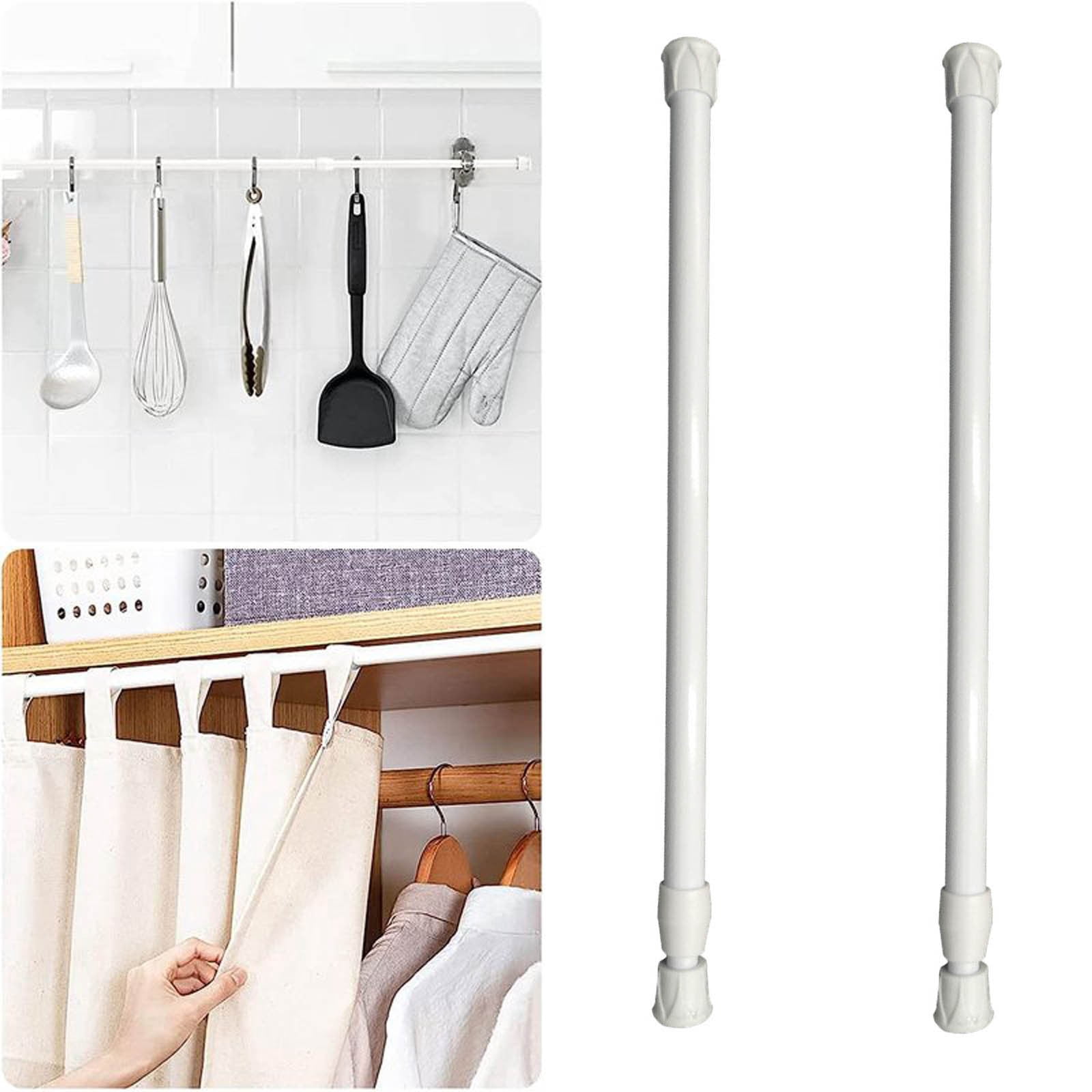 2 Pack Spring Tension Curtain Rod Adjustable Sliding Window Bars 15.7-28 Inches White Small Short Expandable Spring Curtain Tension Rods for Window,Bathroom,Cupboard,Kitchen