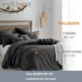thumbnail image 3 of Swift Home Ultra Soft Crinkled Texture Pre-Washed Duvet Cover & Sham Set (Comforter not Included), Full/Queen (90"x 90"), Charcoal Grey, 3 of 5