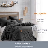 Washed Microfiber 3 PCS Duvet Cover Set - Grayish Blue