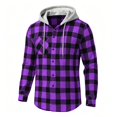 thumbnail image 5 of LYSMORA Mens Plaid Button Down Hooded Shirt Long Sleeve Chest Pocket Casual Outdoor Hoodie Shacket, 5 of 5