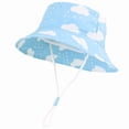 thumbnail image 2 of SGFCWSX Kids Bucket Hat Wide Brim UV Protection Print Chin Strap Breathable Mesh Summer Outdoor Beach Sun Hats for Boys Girls Blue Size 1-2 Years, 2 of 6