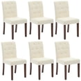 thumbnail image 3 of Juego de 2 Sillas de Comedor Tapizadas – Respaldo Alto con Botones, Patas de Madera Resistentes, Ribete de Tachuelas, Tela de Lino Suave, Asiento Acolchado Cómodo para Comedor, Cocina, 3 of 11