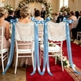 thumbnail image 6 of 2 Pcs Sweetheart Table Chair Decor 17.72 x 13 Inch Set of 2 for Reception Photos, Personalized Just Married Lace Wedding Signs, Custom Sheer Mr and Mrs Chair Cover for Bride and Groom Ceremony, Blue, 6 of 7