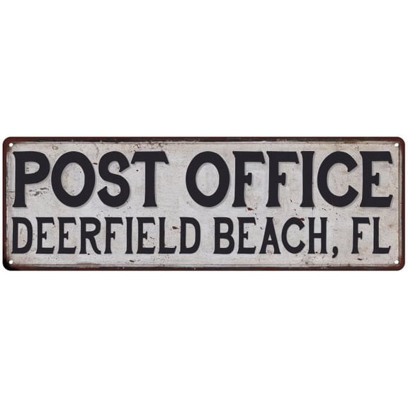 Deerfield Beach, Fl Post Office Metal Sign Vintage 6x18 106180011414